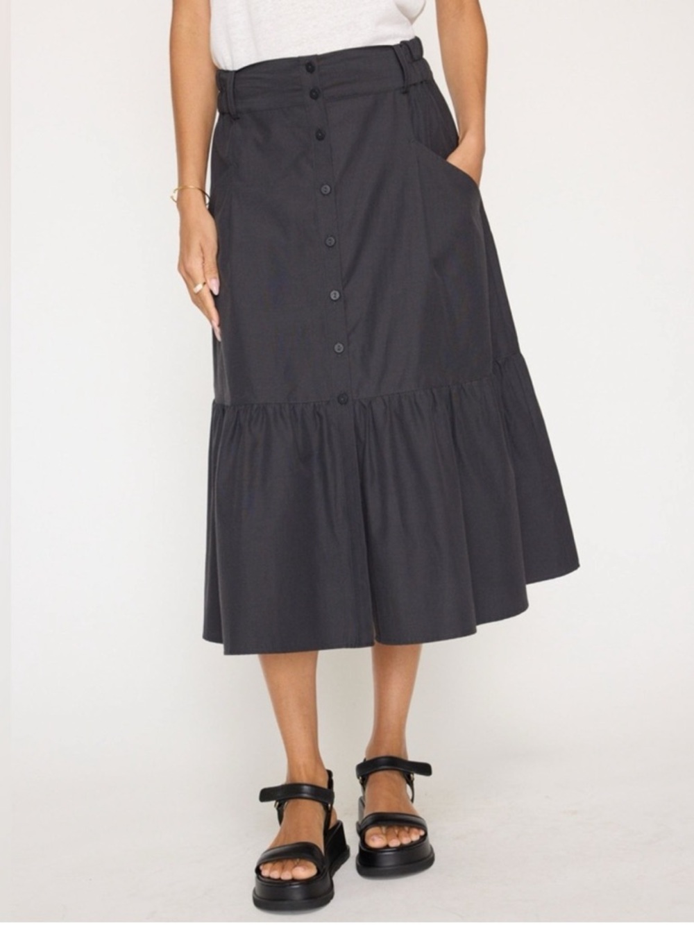 Brochu Walker Havana Elastic Waist Midi Skirt Size XS